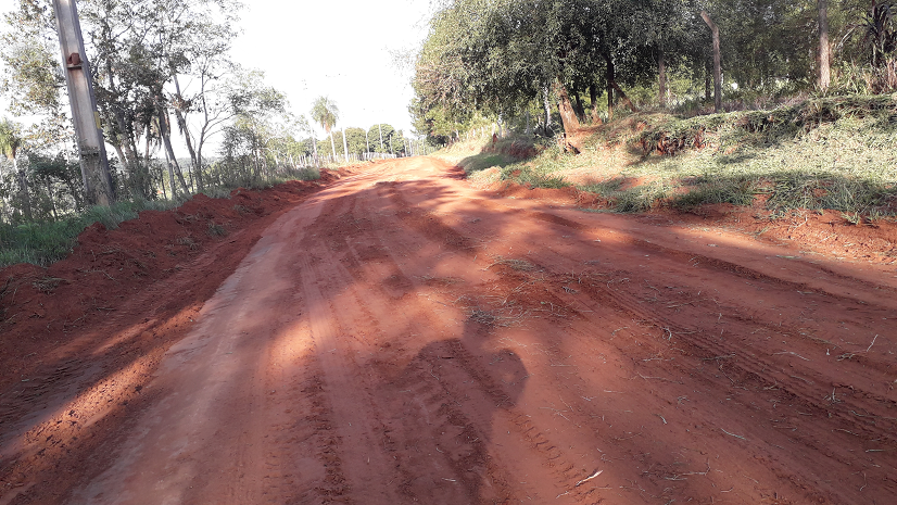 Earthen roads in Paraguay require occasional repairs