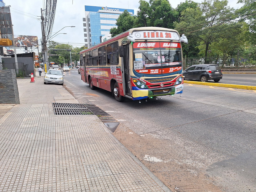 Using the city buses in Asuncion, Paraguay